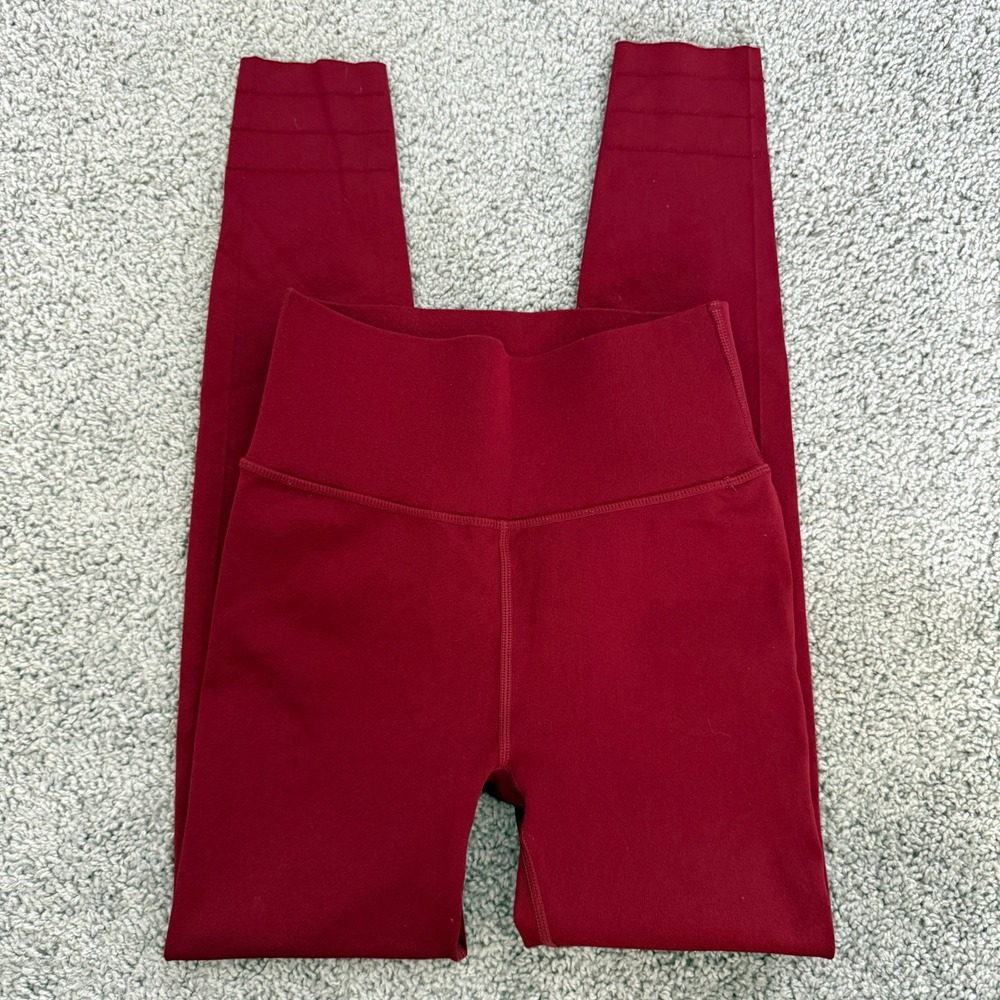Fabletics SculptKnit High Waisted Compression Leggings Burgundy Womens Medium - Picture 3 of 5